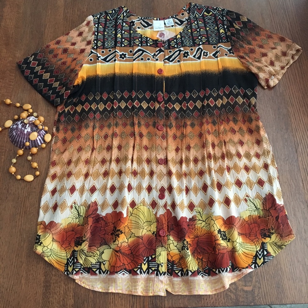 Tunic Top in Brown & Yellows